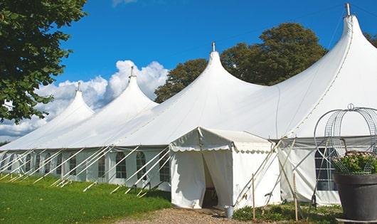 porta potties arranged for a event, providing quick and easy access for attendees in Acton